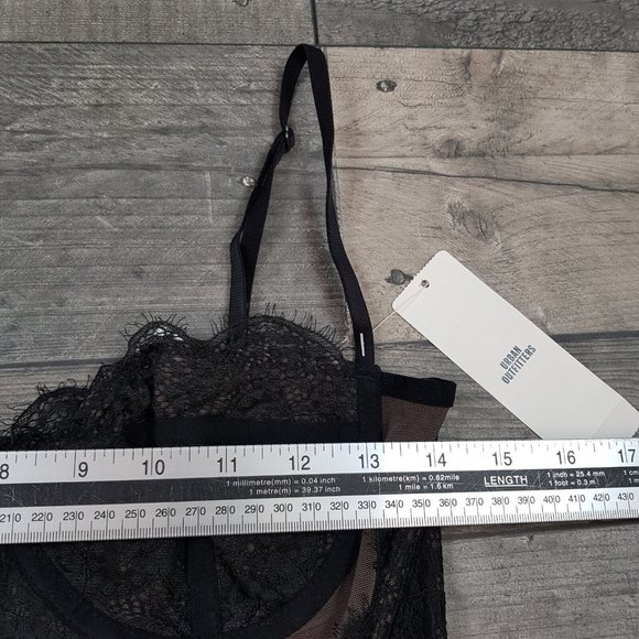 Urban Outfitters Modern Love Lace Corset Basque Large 16 Black Taupe BNWT - Picture 5 of 9